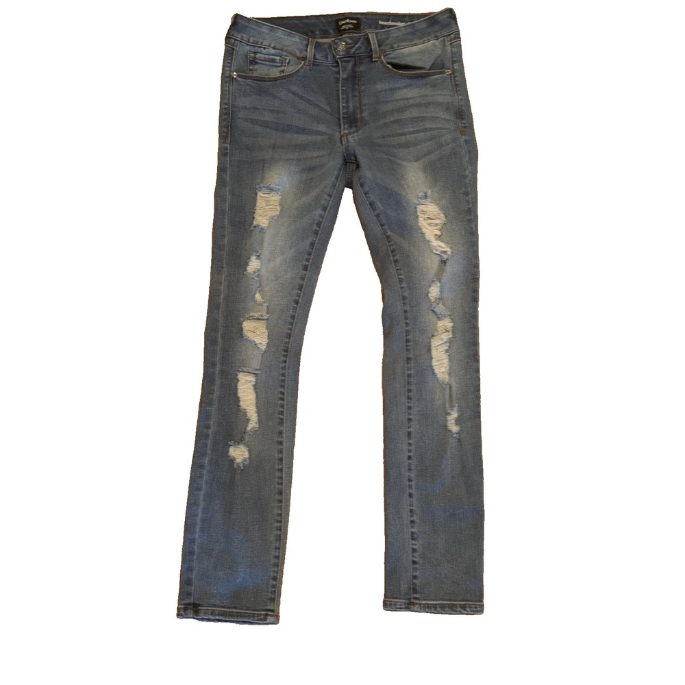 bebe Heartbreaker Skinny Medium Wash Denim Distressed Jeans Size 29